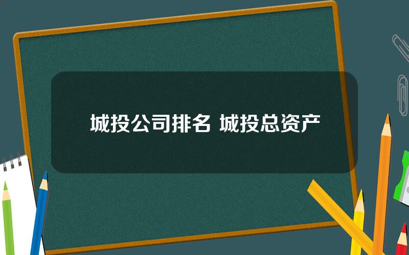 城投公司排名 城投总资产